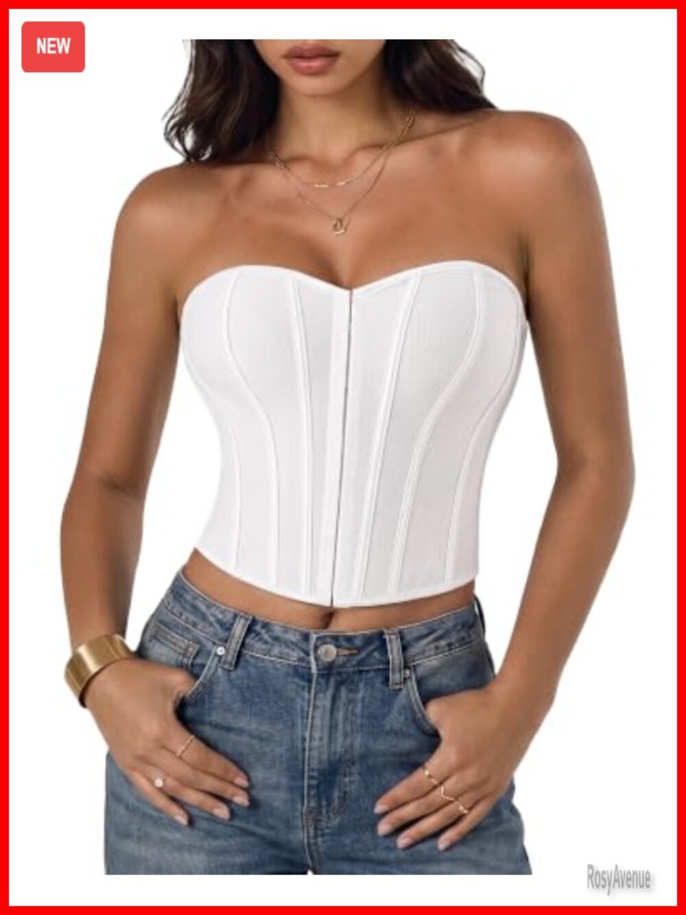 Women's Lace-Up Corset Top Bustier Crop Strapless Backless